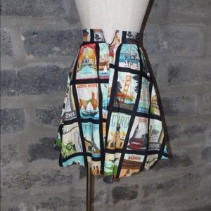 Travel Postcard Pocket A-Line Skirt